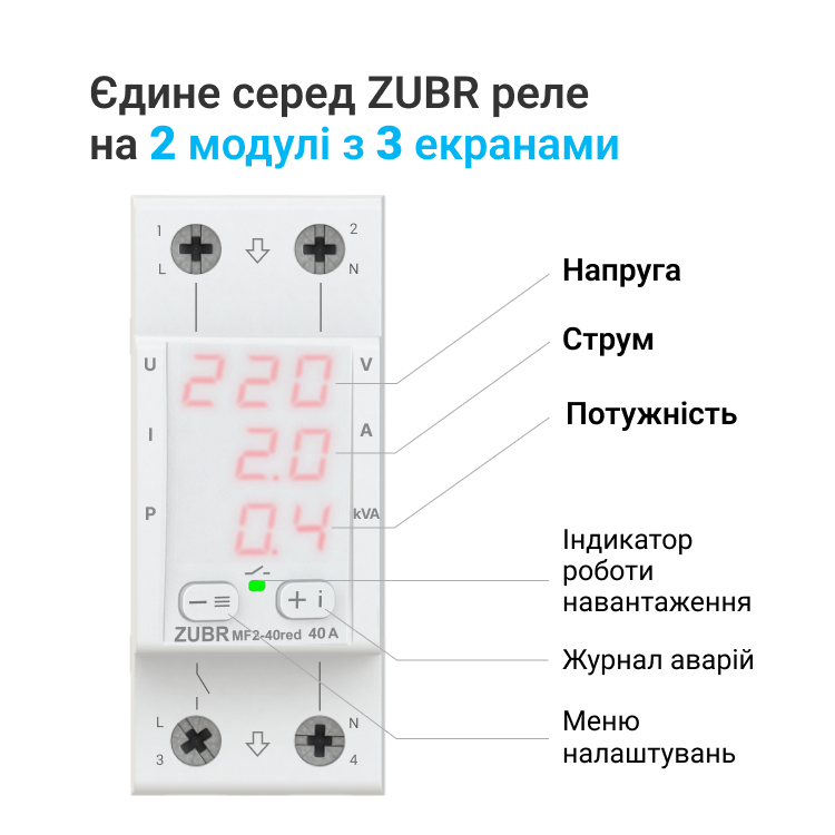 Многофункциональное реле ZUBR MF2-63 red | ds-electronics.com.ua