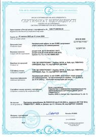 Сертифікат відповідності на кабель і мат ZUBR 